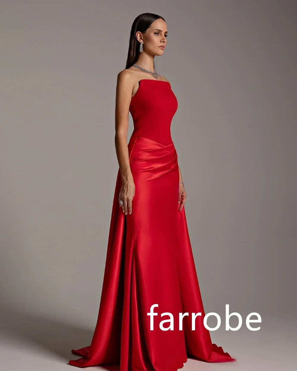 Customized Classic Pleat Mermaid Strapless Long Dresses Bespoke Occasion Dresses Exquisite Modern Style Pastrol Unisex Chinese S