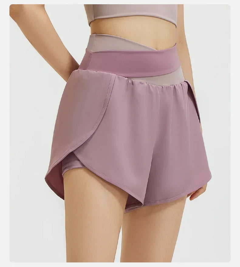 High Waist Workout Skorts for Women - Quick Dry Breathable Yoga Skirt Shorts, Anti-Ride Running Fitness Wear with Inner Liner"