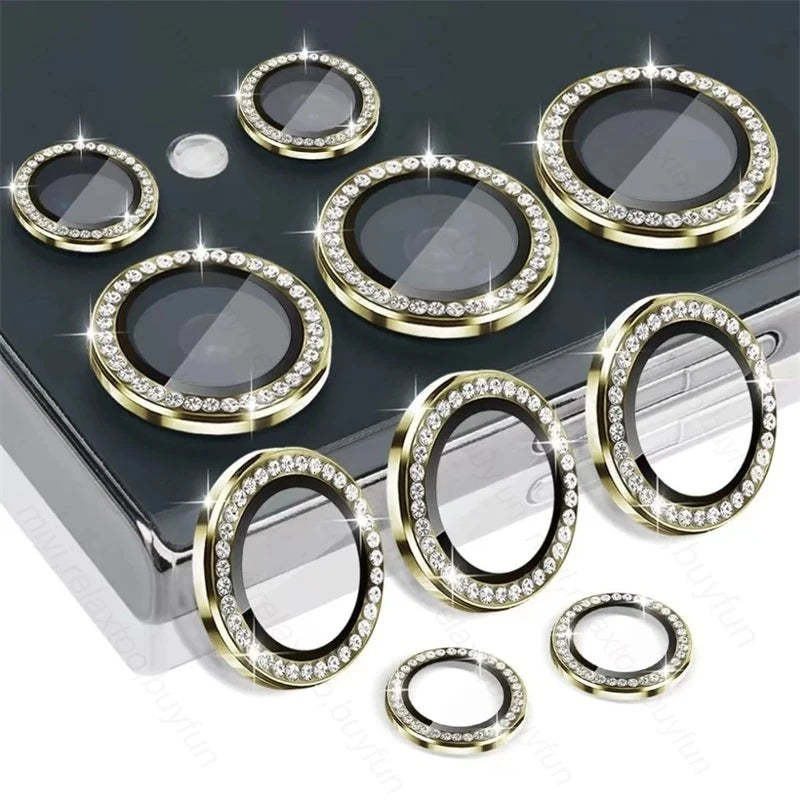 Bling 3D Diamond Metal Camera Ring Protector For Samsung S25 S24 Plus S23 S22 Ultra S 23 25 5G HD Tempered Glass Alloy Lens Cap