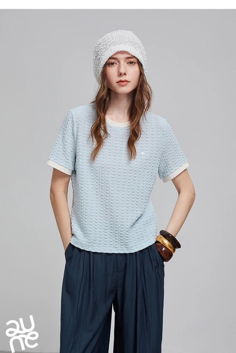 TOYOUTH Women Short Sleeve T shirt 2025 Spring New Tops 8521006