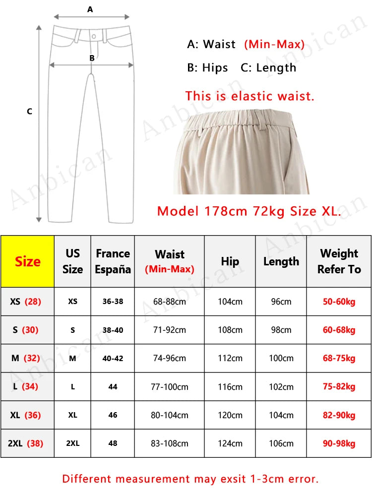 Summer Korean Men's Pants Light&Thin Polyester Elastic Waist Semi-Wide Loose Slacks Drape Suit Pants Male Casual Trousers