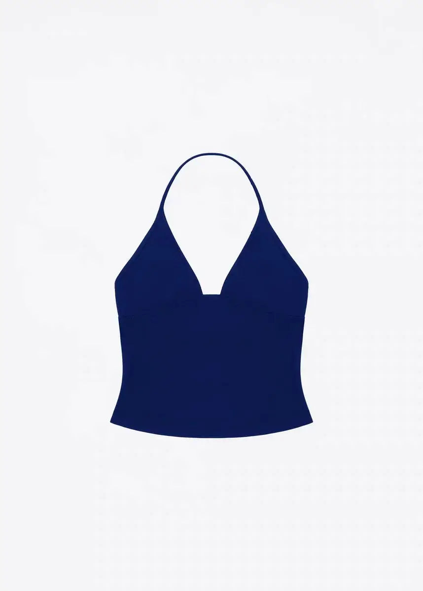tank summer triangular cup neck hanging V-neck vest, same as Hailey's suspender, Dip halter, low cut, backless top women