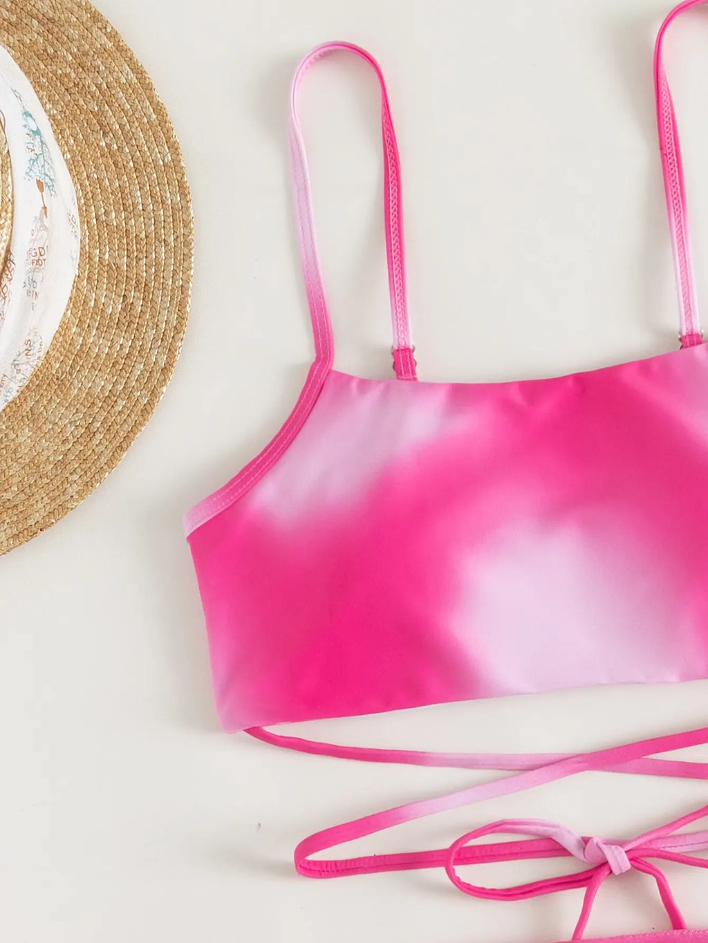 3 Pieces Ombre Lace Up Bikini Swimsuit & Beach Skirt Sexy Swimwear Women 2025 Bathing Swimming Swim Suit Female Summer Beachwear