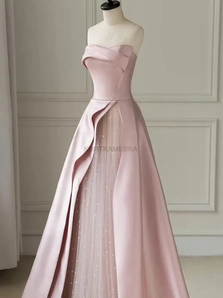 Luxury Elegant Tulle Strapless Long Evening Prom Dresses for Women Summer Elegant Formal Quinceanera Party Ball Gown Dress