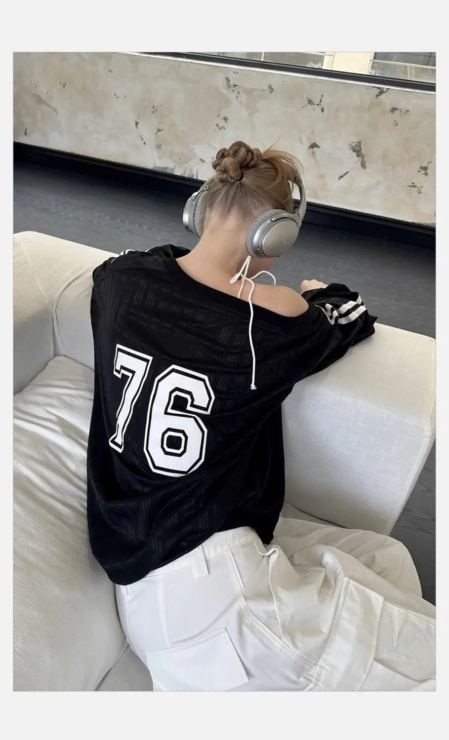 HOUZHOU Y2k Vintage Women Sweatshirts Sloping Shoulder Letter Printed Long Sleeve American Retro Hoodies Loose Gyaru Streetwear