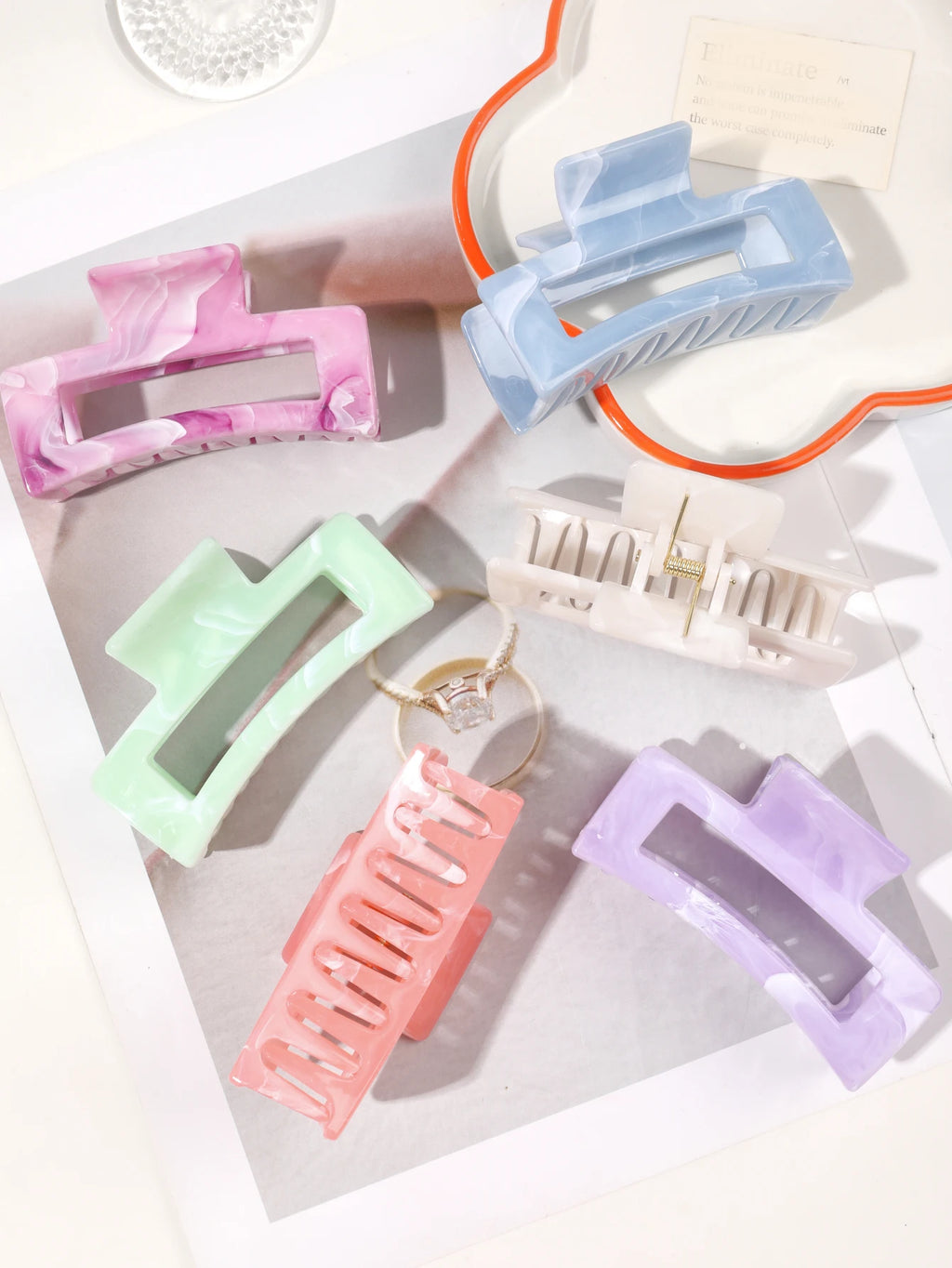 7 Pcs Big Hair Claw Clips 3.4" Non-slip Big Square Matte for Women Girls, Strong Hold Banana Clips for Thick Thin Hair