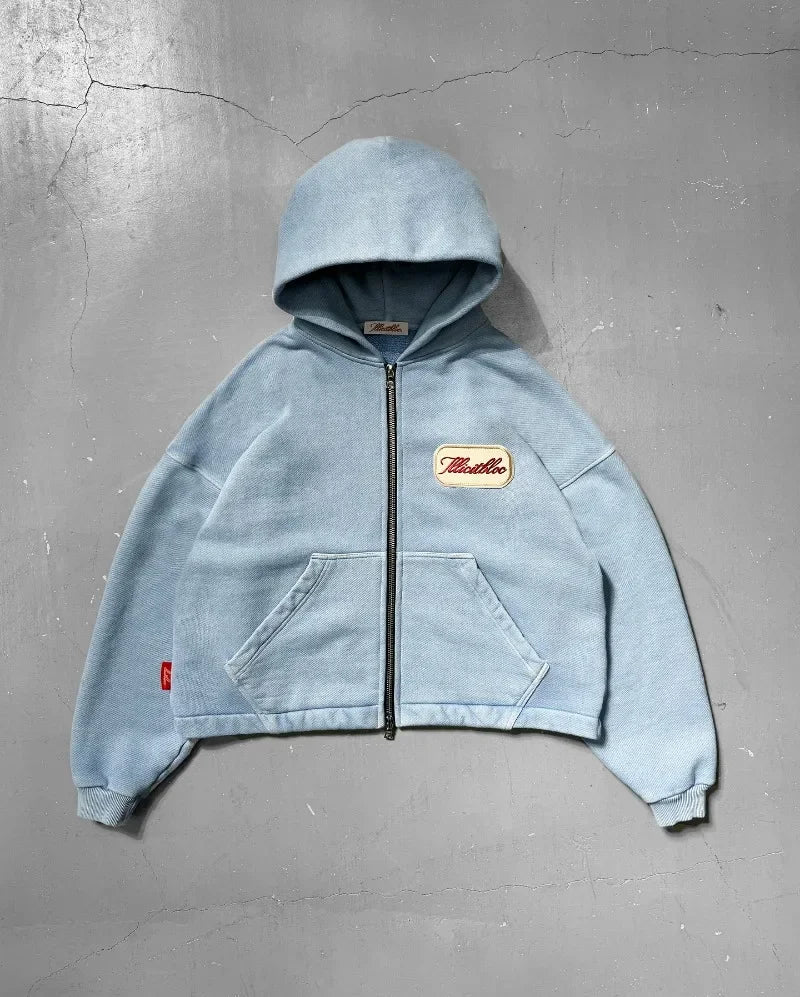 Y2K Fashion New Letter Embroidery Patch Loose Hooded Sweater Women Street Vintage Hip Hop Harajuku Leisure Couple Sports Hoodies