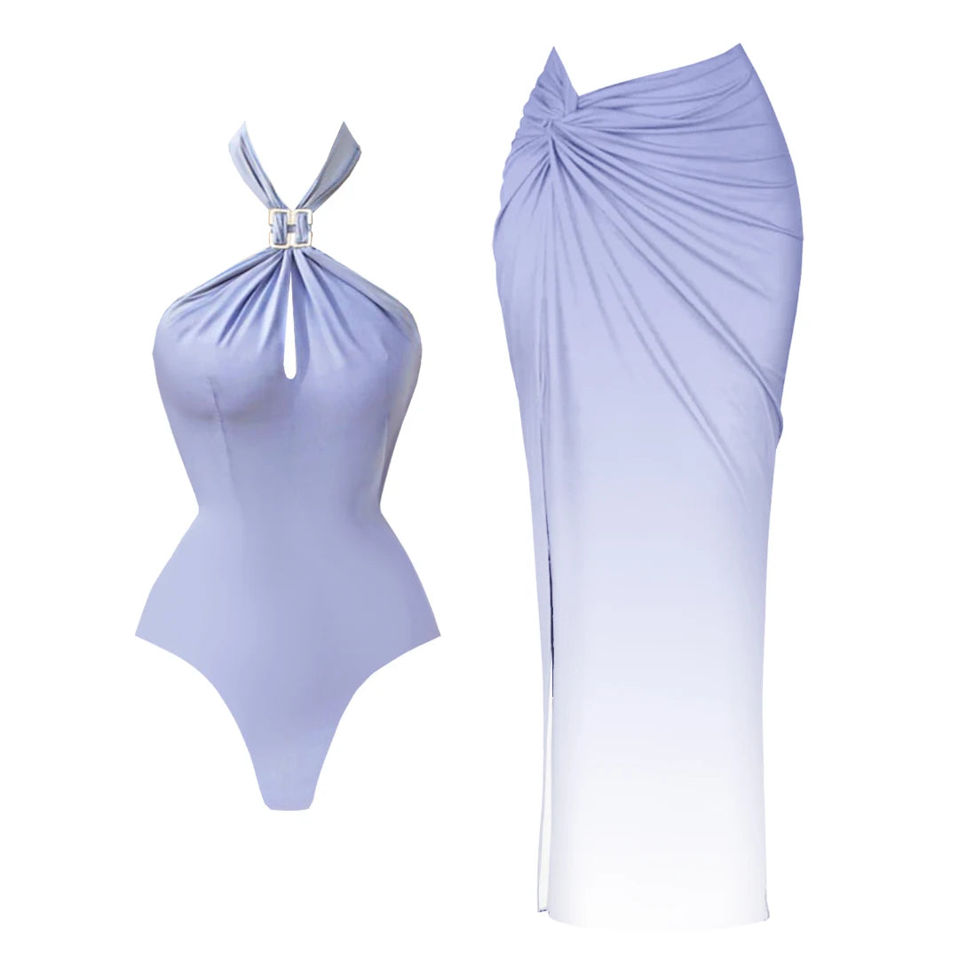 New Swimsuit High-End Design 2Pcs Floral Print Ruffle Slimming Holiday Sexy Hot Spring One Piece Swimsuit for Women