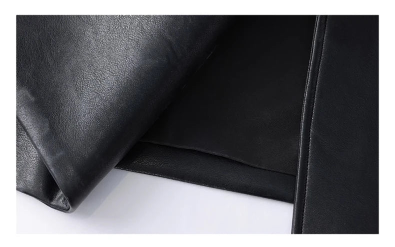 Lautaro Spring Autumn Extra Long Black Pu Leather Trench Coat for Women with Back High Slit Luxury Chic European Fashion 2024