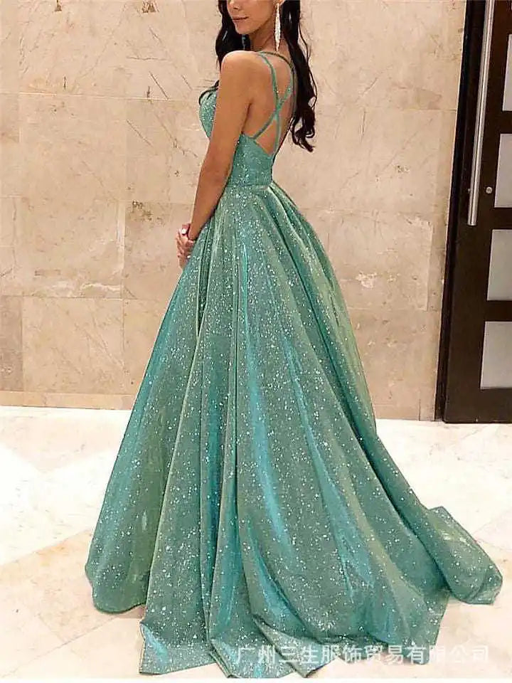 Sleeveless Backless High Waist Sequins Long Dress 2025 Summer Lace Up Elegant Evening Maxi Vestidos  Floor Length Wedding Dress