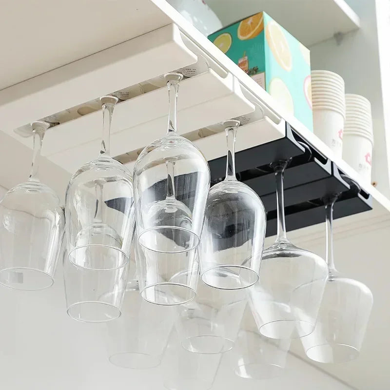 Bar Wine Glass Rack Non-drilled Cup Holder In Kitchen and Dining Room Upside-down Rack for Household Wine Glasses Kitchen Organi