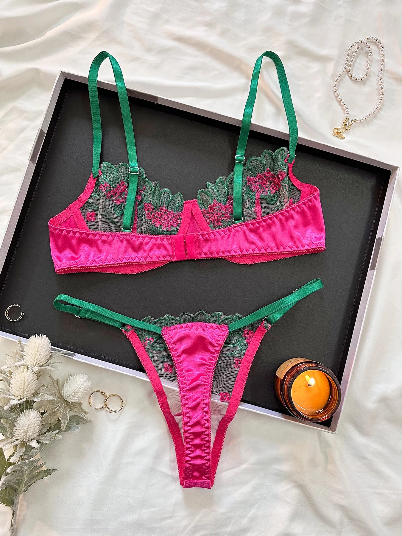 Ellolace Fancy Lingerie Floral Lace Bra Set Bilizna Luxury Well-Looking Underwear Sexy Erotic Fairy Fine Lace Exotic Sets