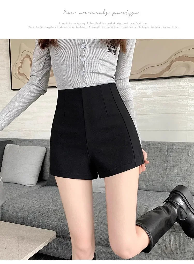 Women's High-waisted Petite Black Outer Wear Shorts 2024 Summer New Style Lost Underwear Cheeky Curvy Hot Pants