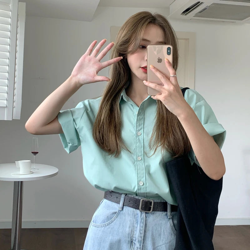 Ele ort Sve irt Vintage Hong Kong Sle Women's Busin Casual Mid-Length Commute irt Other Material 00%