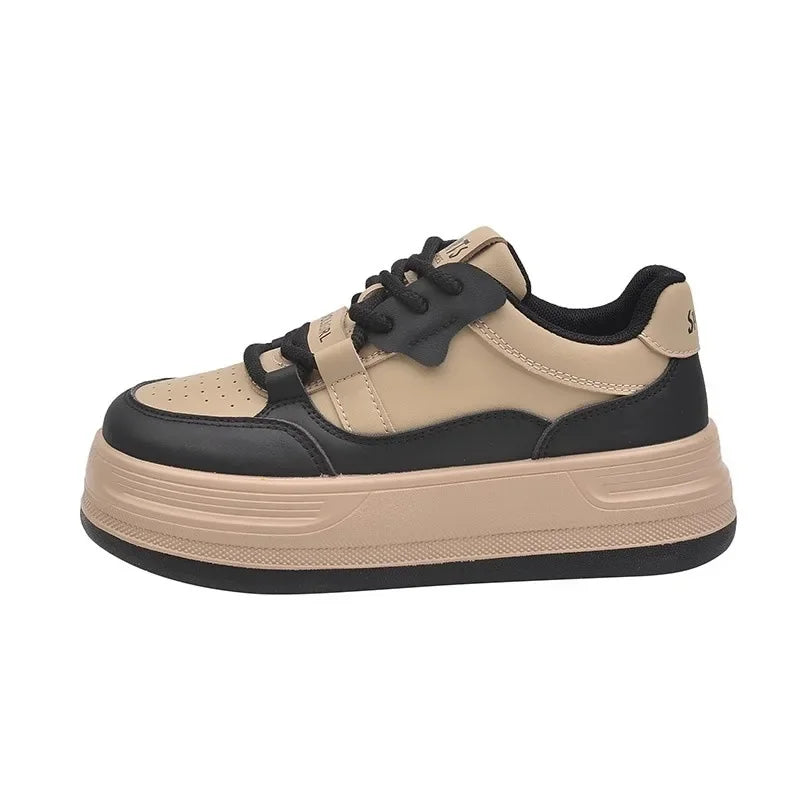 Women's Thick Sole Panda Shoes Spring Autumn New Style FootSlimming Heightening Versatile White Sneakers Sports Casual Board Sho
