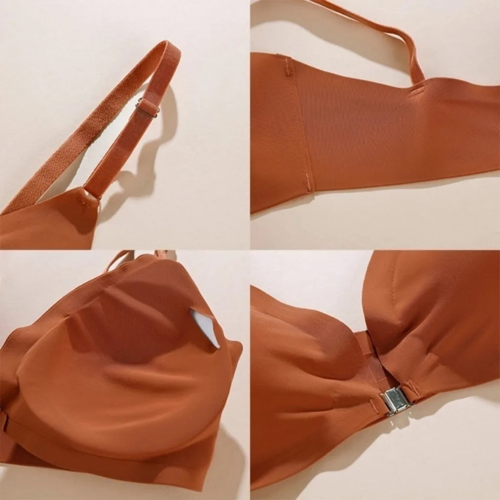 ZXYOUPING Ice Silk Seamless Bra and panty set, Beautiful Back Push-up Bra,Comfortable No Steel Rims Adjustable Plus Size Wireles