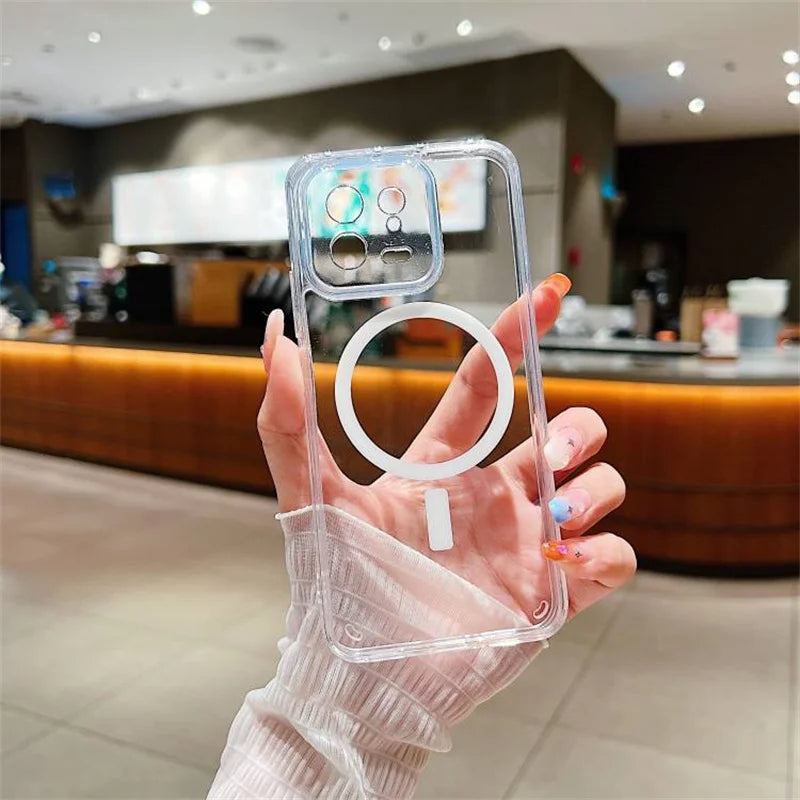 For Magsafe Magnetic Transparent Case For Samsung Galaxy S24 S23 S22 S21 S20FE Plus Note 20 Ultra A14 A34 A52 A53 A54 Soft Cover