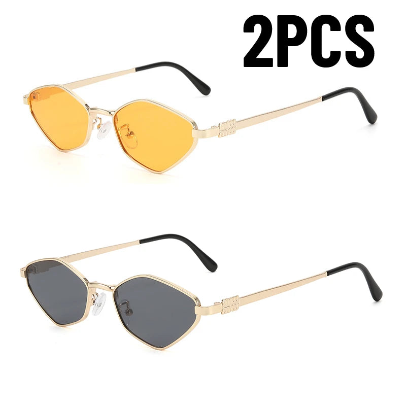 Women Metal Sunglasses Men 2025 Brand Fashion Vintage Hexagonal Ladies Sun Glasses Shades Unique Metal Frame Punk Eyewea