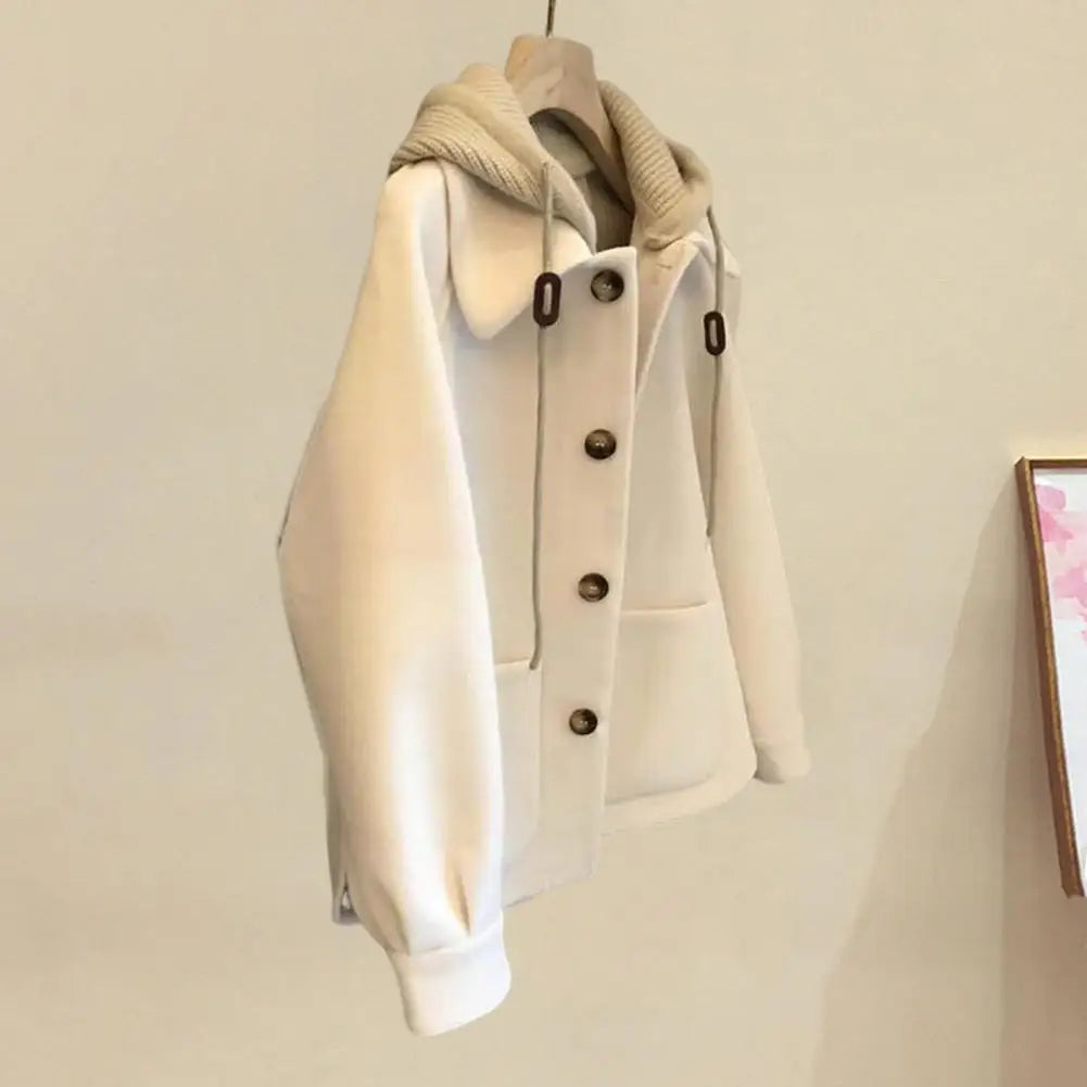Winter Women Jacket Lightweight Women Jacket Stylish Plus Size Woolen Jacket with Drawstring Coat for Women for Commuting