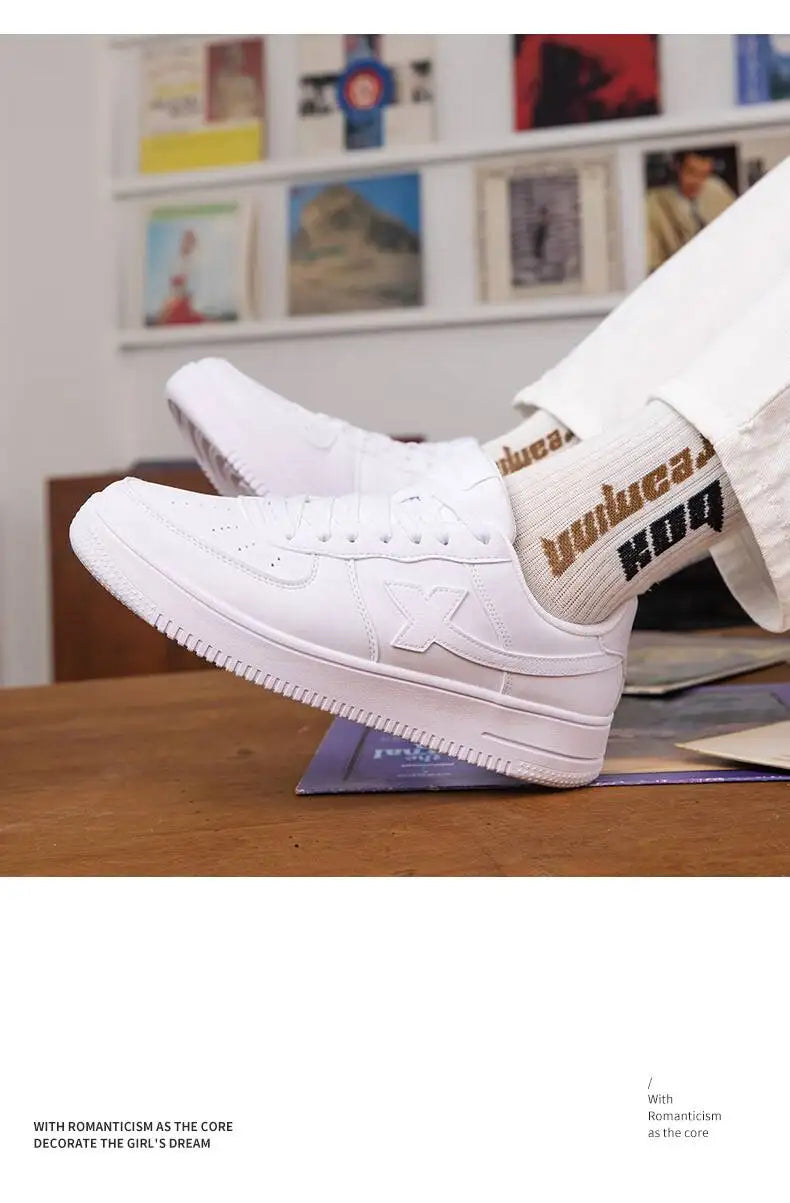 Xtep Men Skateboarding Shoes Non-Slip Casual White Couple Skate Sneakers Male Female Luxury Brand Shoes 881219319851