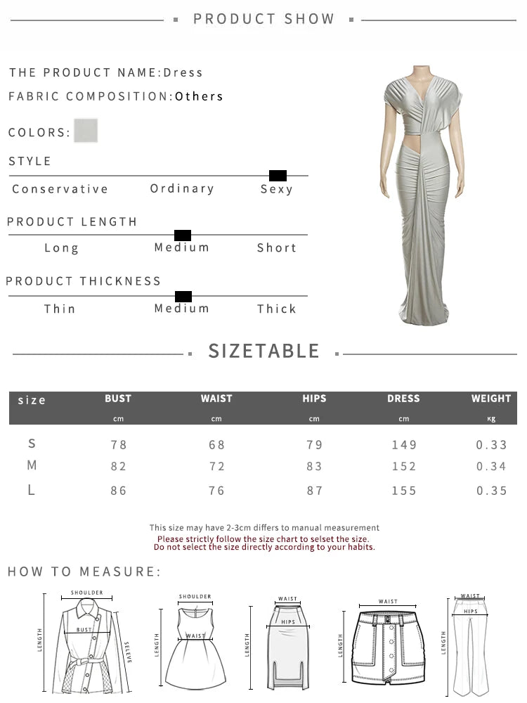 Weird Puss Irregular Hollow Dress Women Ruched Diagonal Collar Shorts Sleeve Waistless Slits Street Trend Elegant Long Bodycon