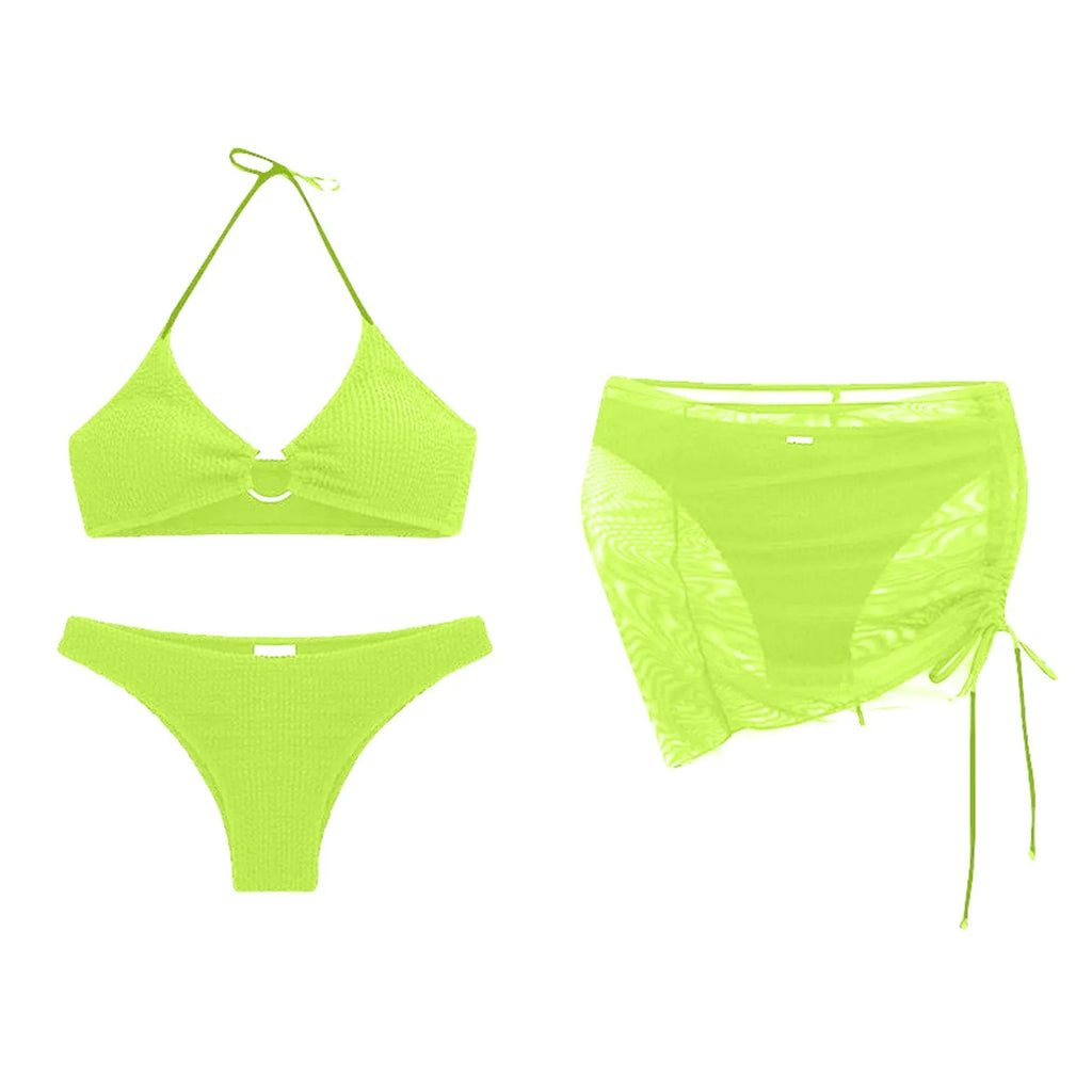 Women'S Summer Beach Swimwear Bikini Cover Up Four Piece Sexy Mesh Cover Up Three Pointed Bikini Swimsuit Fashion Beachwear
