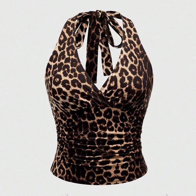 Leopard print tube tops streetwear urban aesthetic commuting retro sexy Y2K crop tops comfortabled casual cute women's tube tops