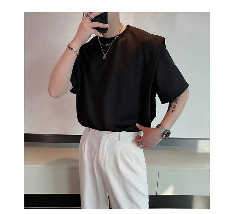 Summer Short Sleeve T-shirt Men Fashion Black White Oversized T Shirt Men Streetwear Korean Loose Round Neck Tshirt Mens Top