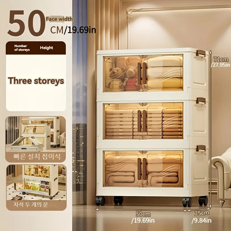 Foldable Storage Box with Clear Door - Spacious, Durable, and Easy-to-Assemble - Ideal for Organizing Clothes, Books, Toys, and