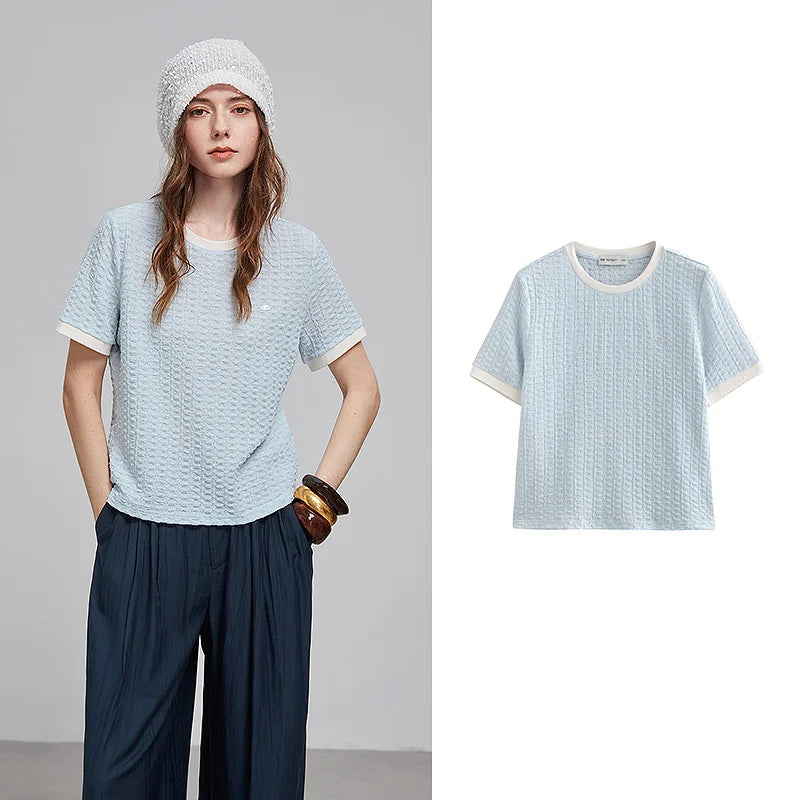 TOYOUTH Women Short Sleeve T shirt 2025 Spring New Tops 8521006