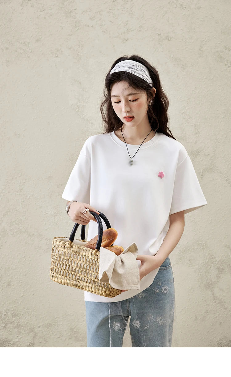 MISHOW Casual Graffiti T-shirt Women Summer 2025 Short Sleeve Round Neck Loose Shirts Female New Fashion Tops Lady MXE15T0475