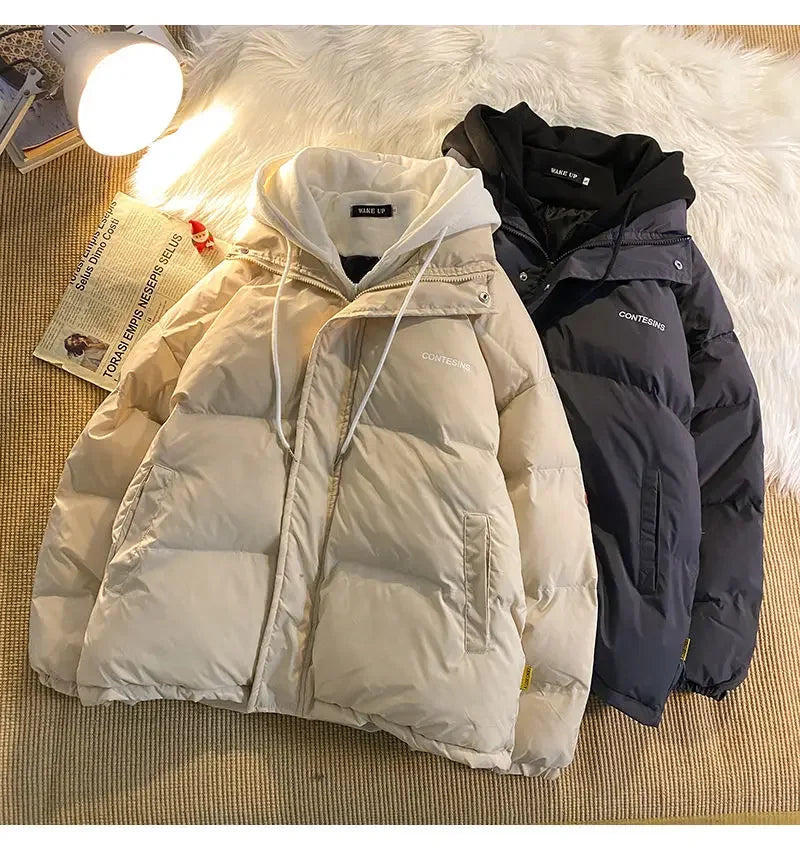 Y2K Multi-functional Fake Two Pocket Zipper Down Jacket Thick Coat Korean Version Winter New Winter Leisure Cotton Clothes Women