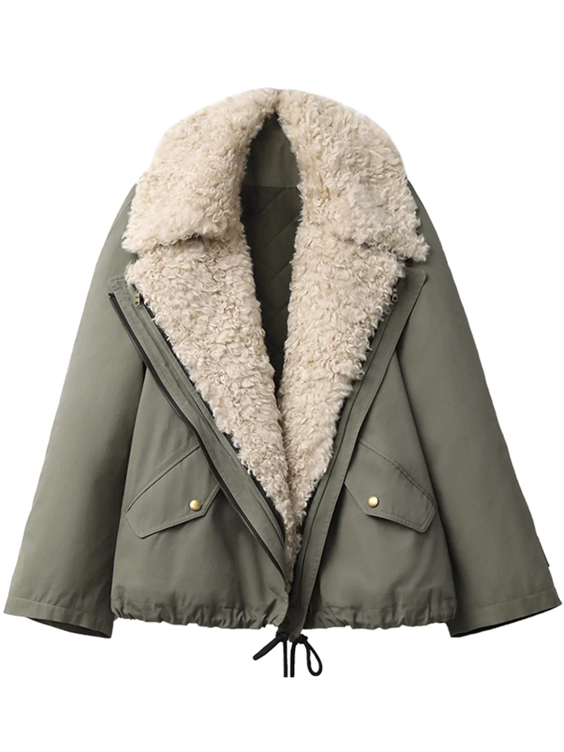 CHIC VEN Women Coats Streetwear Loose Casual New Retro Motorcycle Cotton Jacket Thick Warm Female Overcoat Autumn Winter 2024