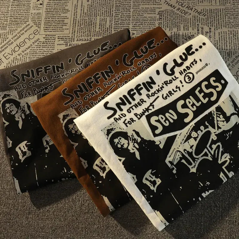 Kawaii Oversized Female T Shirt Retro Short Sleeve T-shirt Men's Loose American T-shirts Print Top Y2k Streetwear