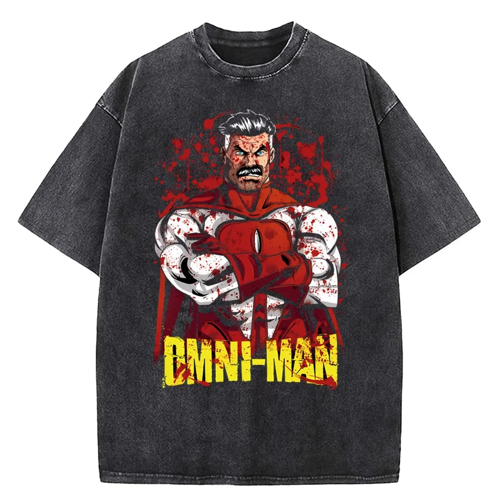 2025 Summer T-Shirts Men Women Invincible Hero Vintage Washed High Quality Cotton Clothes Short Sleeve Crew Neck Tee Shirt