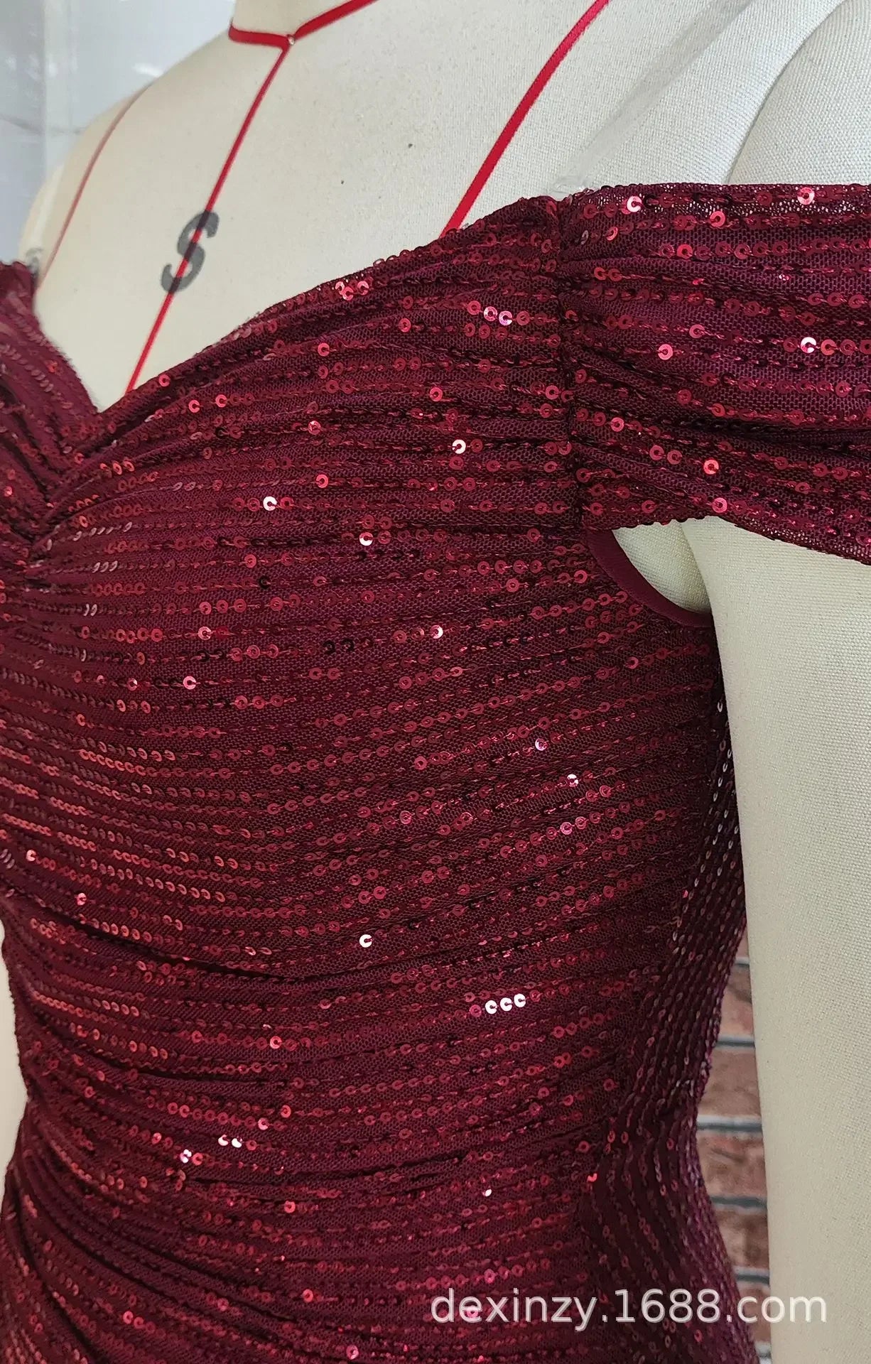 Sexy Side Slit Ballgown Shiny Sequins Women's Dress Independent Station Polyester Borderless Flashing Lightweight Fashion