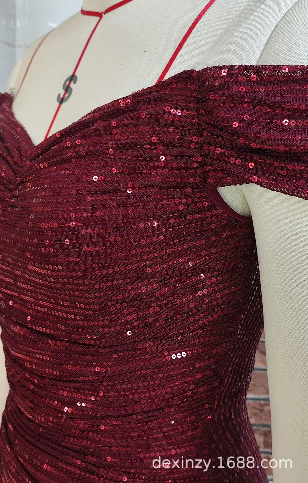 Sexy Side Slit Ballgown Shiny Sequins Women's Dress Independent Station Polyester Borderless Flashing Lightweight Fashion