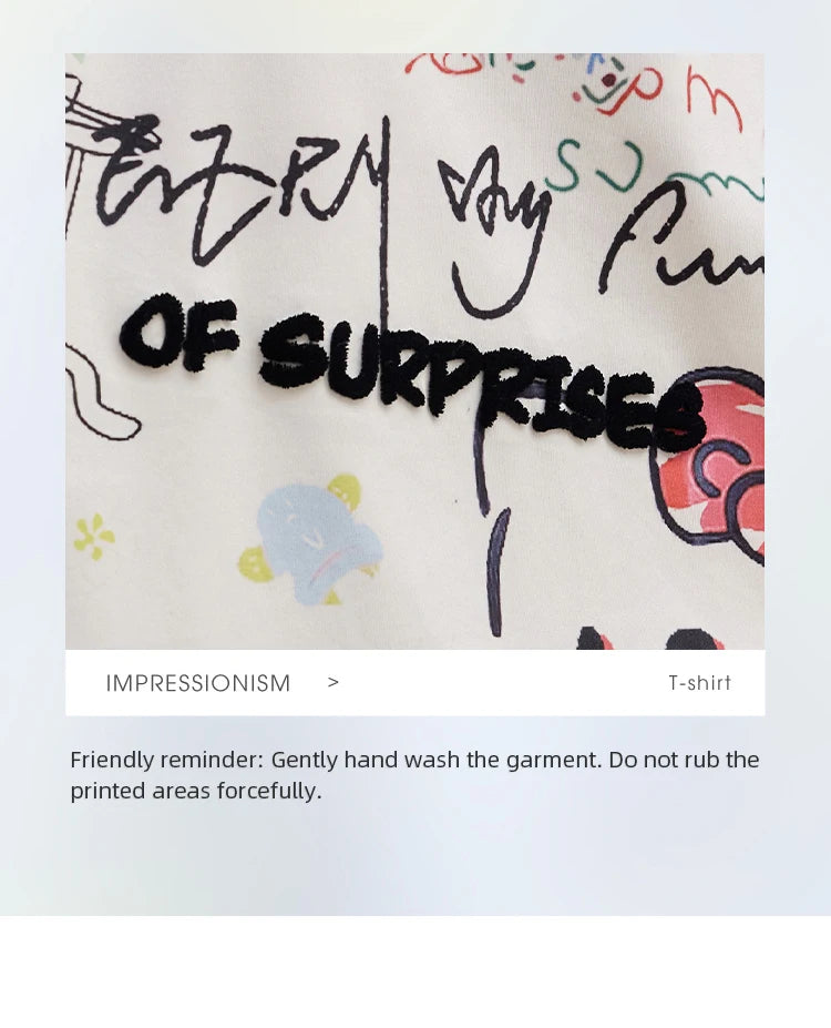 MISHOW Casual Graffiti T-shirt Women Summer 2025 Short Sleeve Round Neck Loose Shirts Female New Fashion Tops Lady MXE15T0475