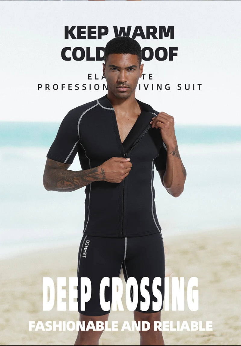 1.5MM/3MM CRSC Neoprene wetsuit Men Split Short Sleeve Shorts Diving Surfing Suit Women's Sun Protection Warm Swimming Suit