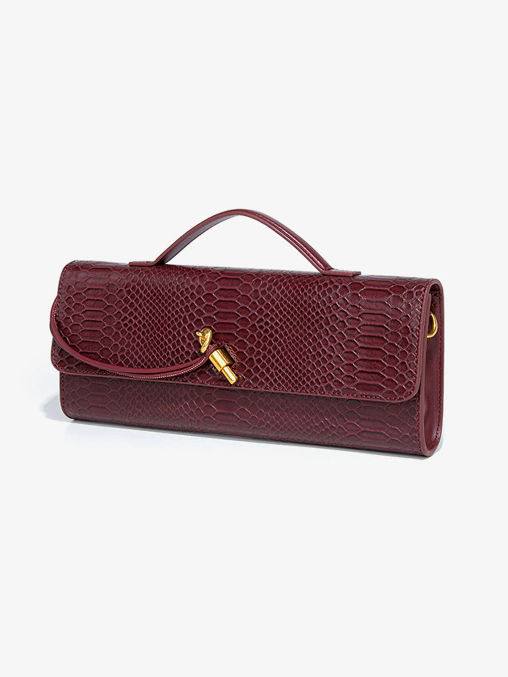 Burgundy bag cherry red envelope wine red envelope upscale new handbag European and American fashion crocodile flip hand organ b
