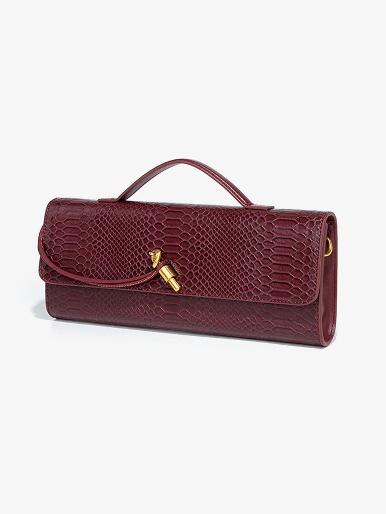 Burgundy bag cherry red envelope wine red envelope upscale new handbag European and American fashion crocodile flip hand organ b