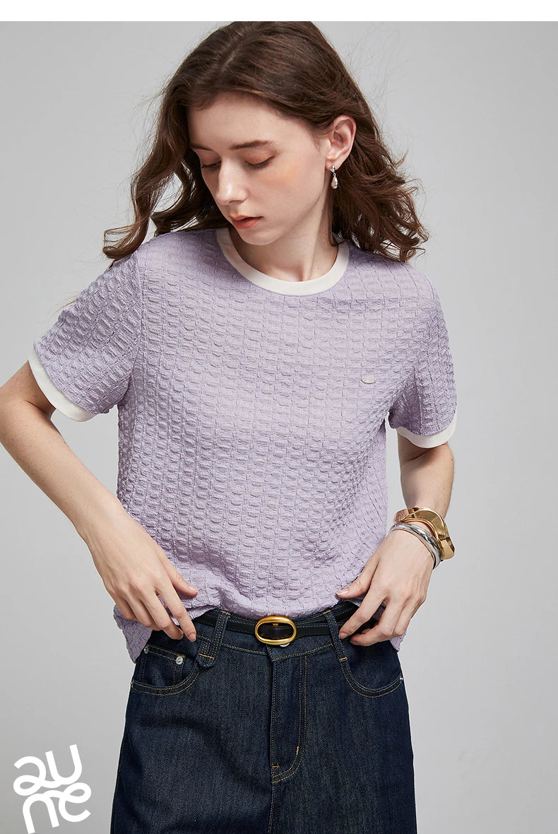 TOYOUTH Women Short Sleeve T shirt 2025 Spring New Tops 8521006