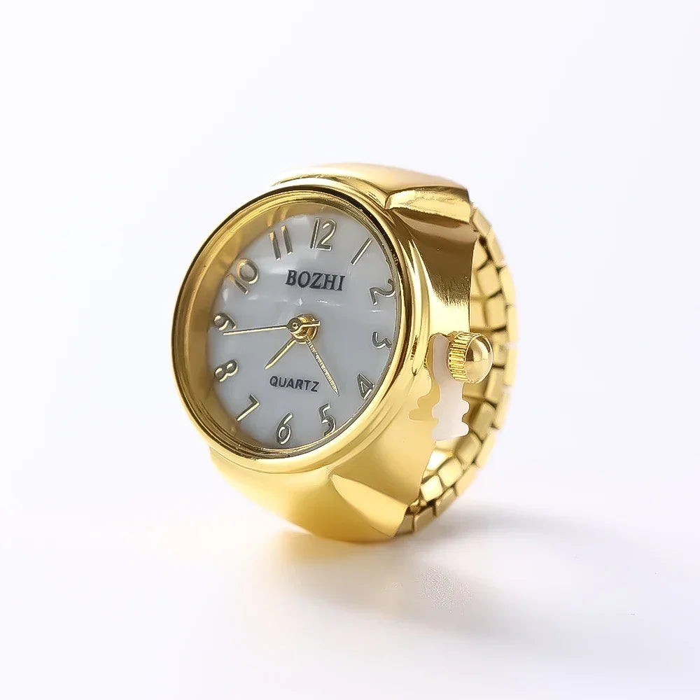Colorful Watch Ring Women Men Retro Sliver Pointer Quartz Clock Finger Rings Punk Alloy Strap Watches Jewelry Accessories