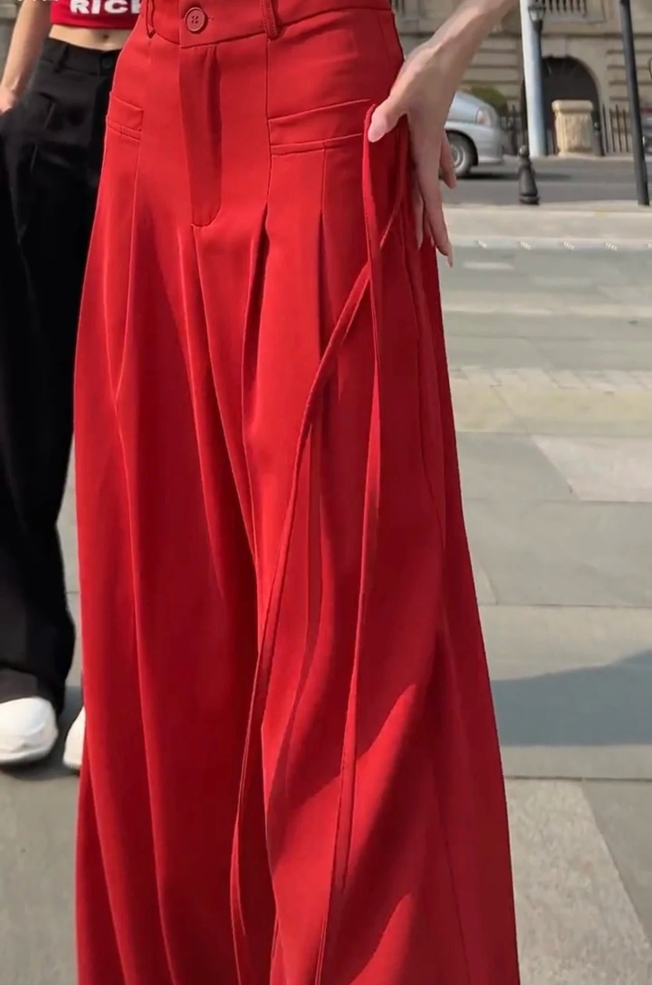 Jielur Lace-up High Waist Straight Women Suit Pants Summer Slim Loose Full Length Female Wide Leg Pants Casual Chic Office Lady