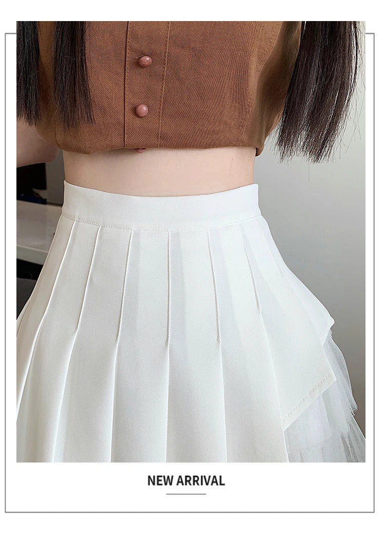 Slimming A-Line  Skirt for ort Women High Waist Pleated Tulle f Body Skirts Commute Sle Summer Collection