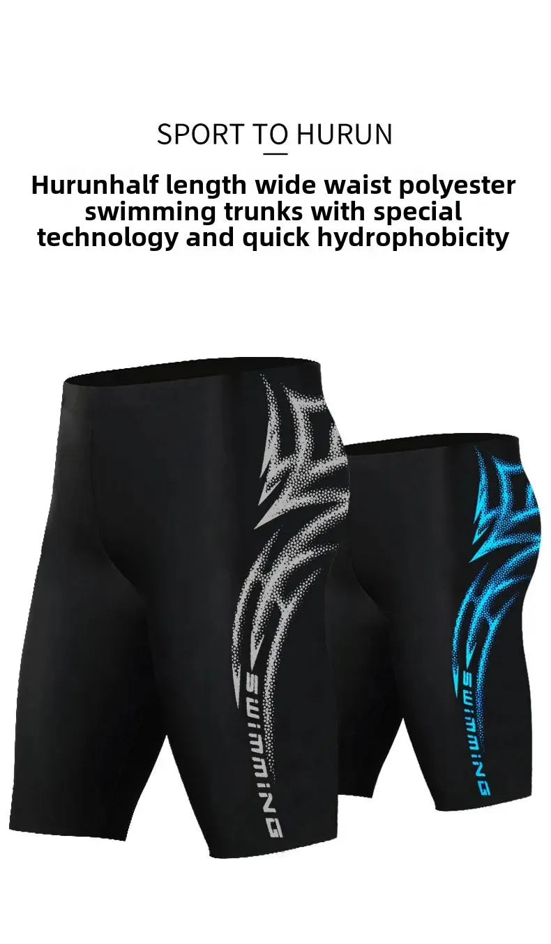 Long Swimming Pants for Men Profesional Five Point Escape Adult Speed Competition Plus Size Swimwear Anti-Awkward Pants