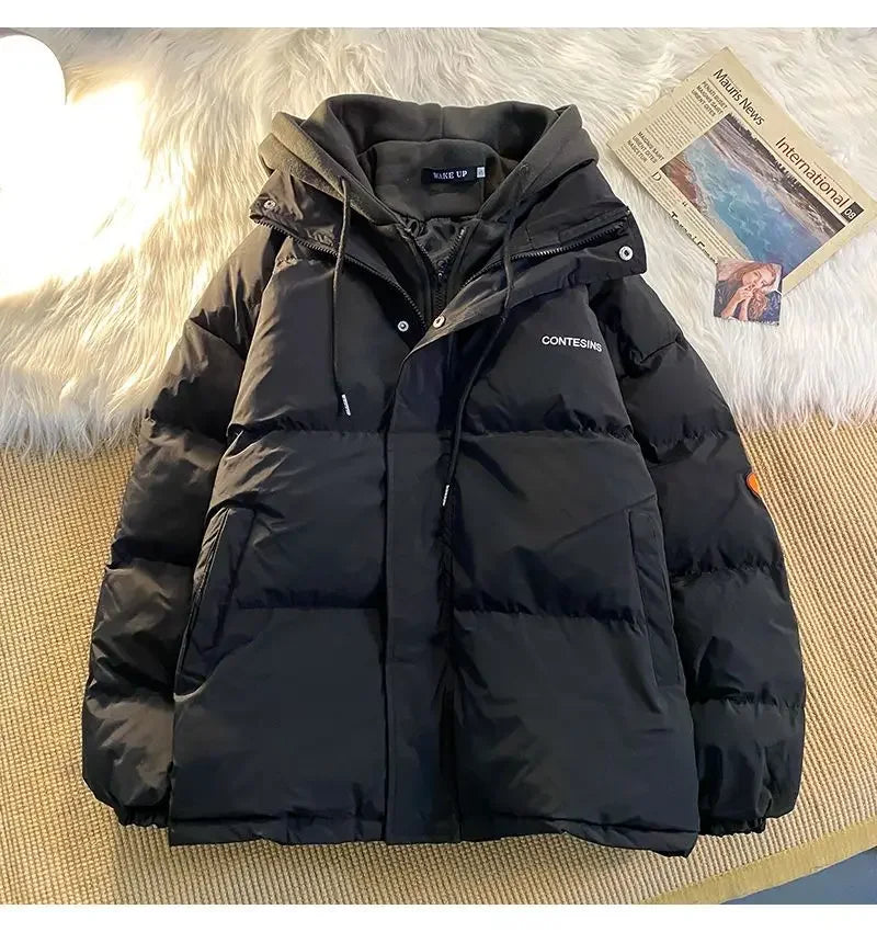 Y2K Multi-functional Fake Two Pocket Zipper Down Jacket Thick Coat Korean Version Winter New Winter Leisure Cotton Clothes Women