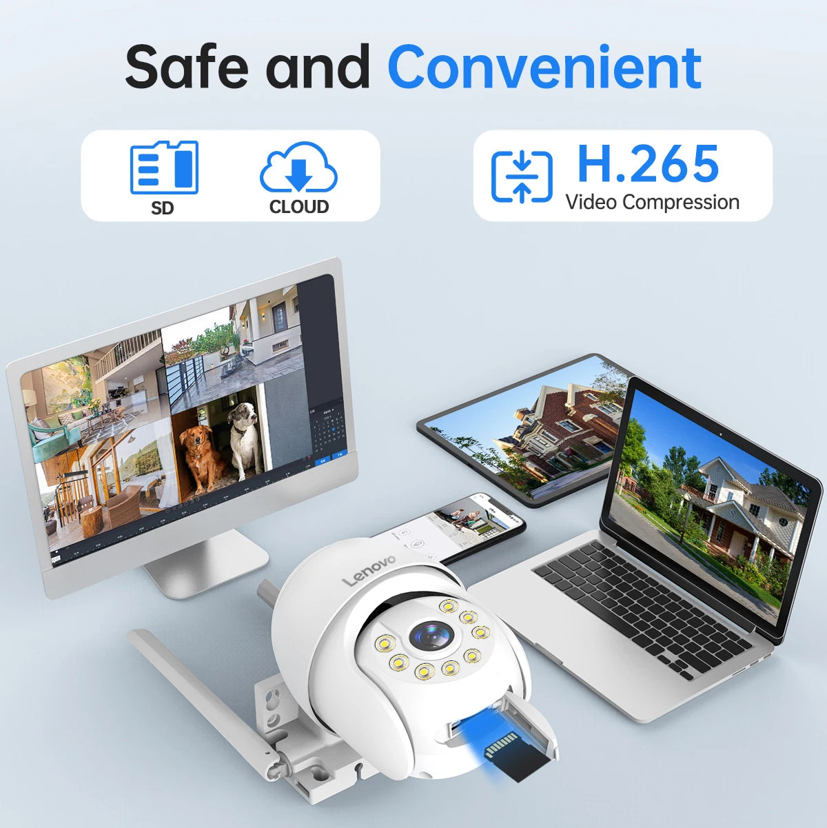 Lenovo 5MP Smart Wifi PTZ Camera Outdoor 5x Digital Zoom Auto Tracking ONVIF CCTV IP Camera Security Video Surveillance Camera