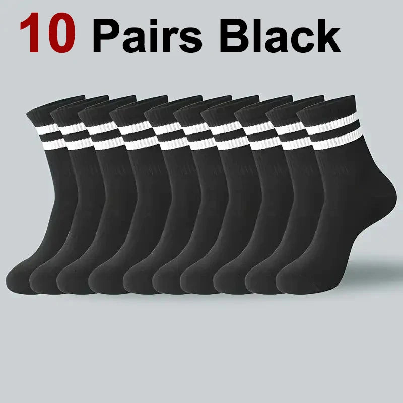 2/6/10/20 Pairs Neutral Striped Round Neck Socks Spring Summer Sweat Absorbing Breathable Solid Color Couple Sports Leisure Sock