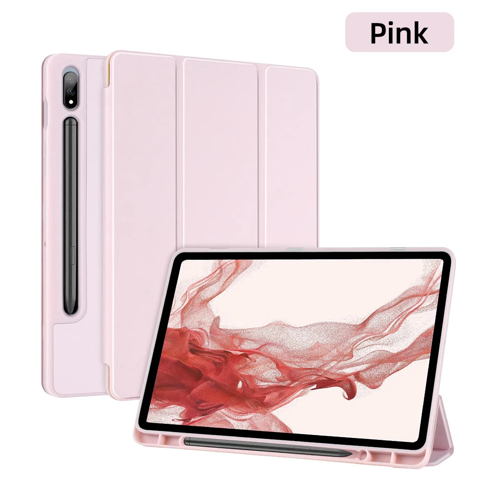 For Samsung Galaxy Tab Case For Tab S8 Ultra 14.6 S8 Plus S7 Plus S7 FE 12.4 S7 S8 11 S6 Lite 10.4 With Pen Slot Tablet Cover